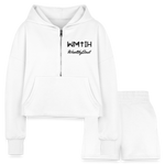 Women’s Cropped Hoodie & Jogger Short Set - white
