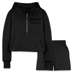 Women’s Cropped Hoodie & Jogger Short Set - black