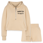 Women’s Cropped Hoodie & Jogger Short Set - nude