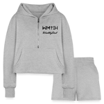 Women’s Cropped Hoodie & Jogger Short Set - heather gray