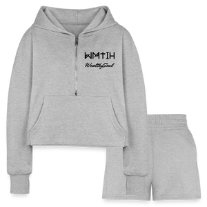 Women’s Cropped Hoodie & Jogger Short Set - heather gray