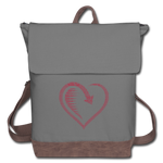 Wealthy Soul Heart Canvas Backpack - gray/brown