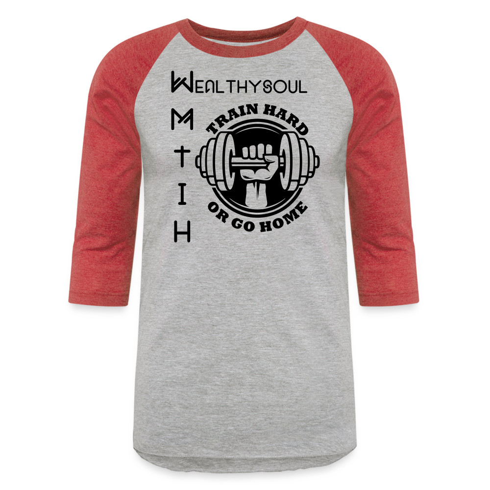 Wealthy Soul Baseball T-Shirt - heather gray/red