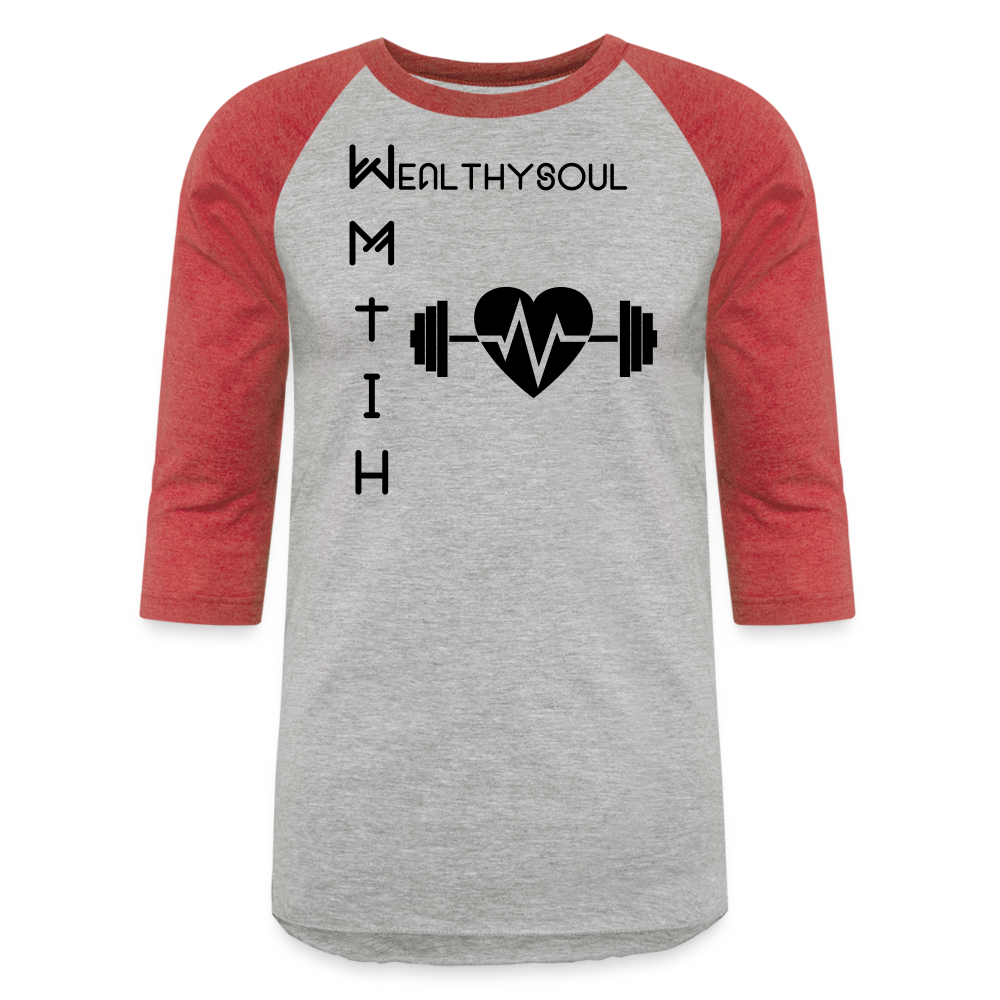 Wealthy Soul Baseball T-Shirt - heather gray/red