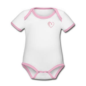 Organic Contrast Short Sleeve Baby Bodysuit - white/pink