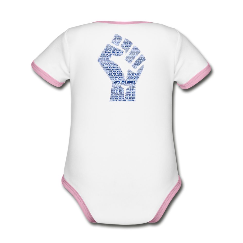 Organic Contrast Short Sleeve Baby Bodysuit - white/pink