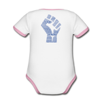 Organic Contrast Short Sleeve Baby Bodysuit - white/pink