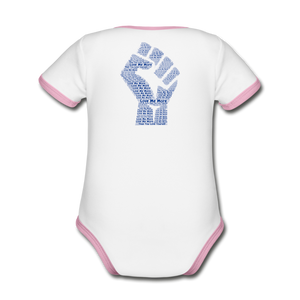 Organic Contrast Short Sleeve Baby Bodysuit - white/pink