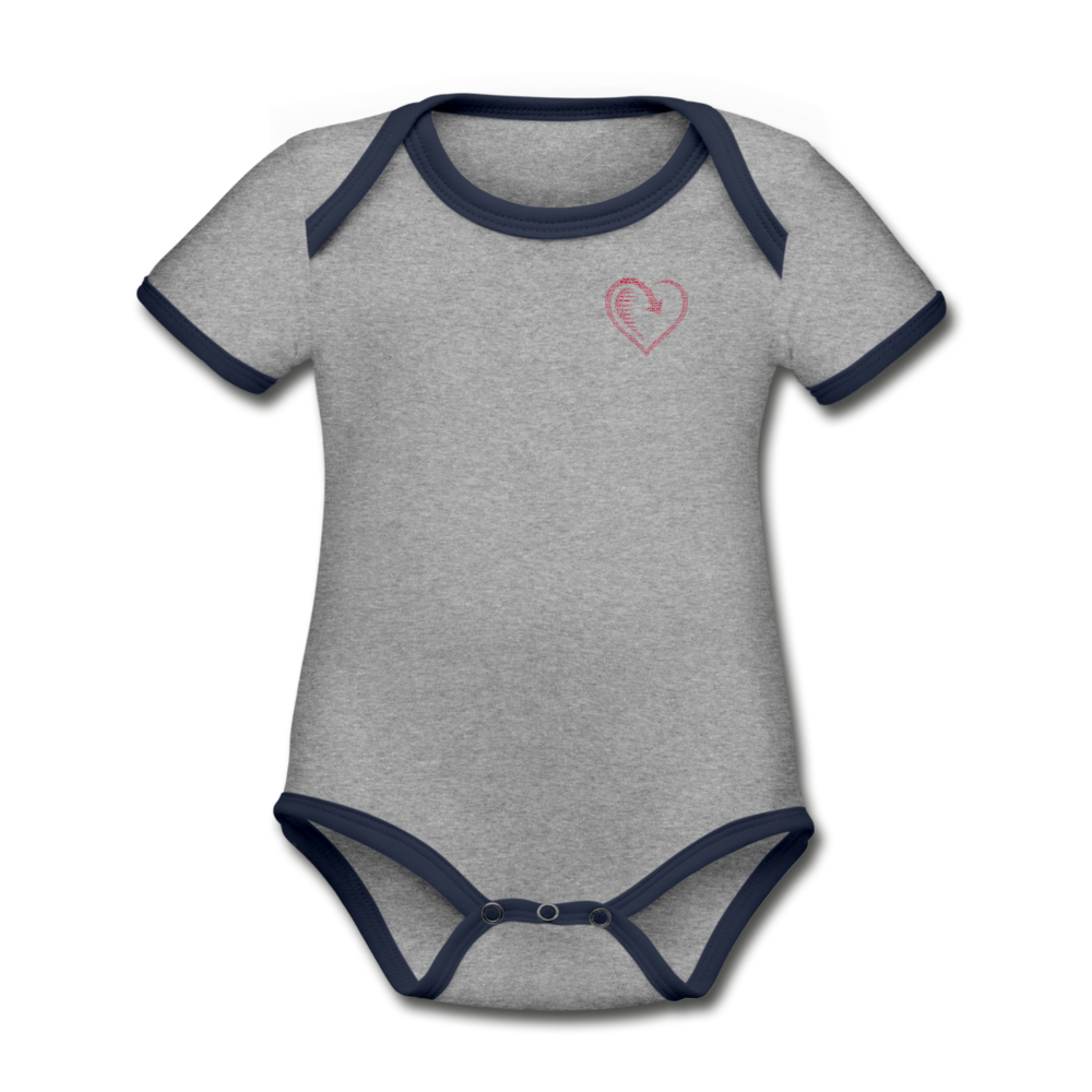 Organic Contrast Short Sleeve Baby Bodysuit - heather gray/navy