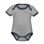 Organic Contrast Short Sleeve Baby Bodysuit - heather gray/navy