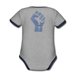 Organic Contrast Short Sleeve Baby Bodysuit - heather gray/navy