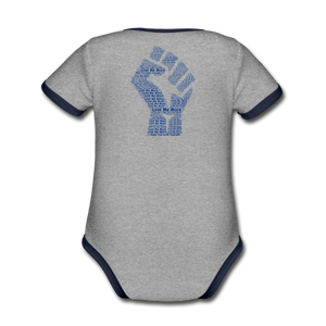 Organic Contrast Short Sleeve Baby Bodysuit - heather gray/navy