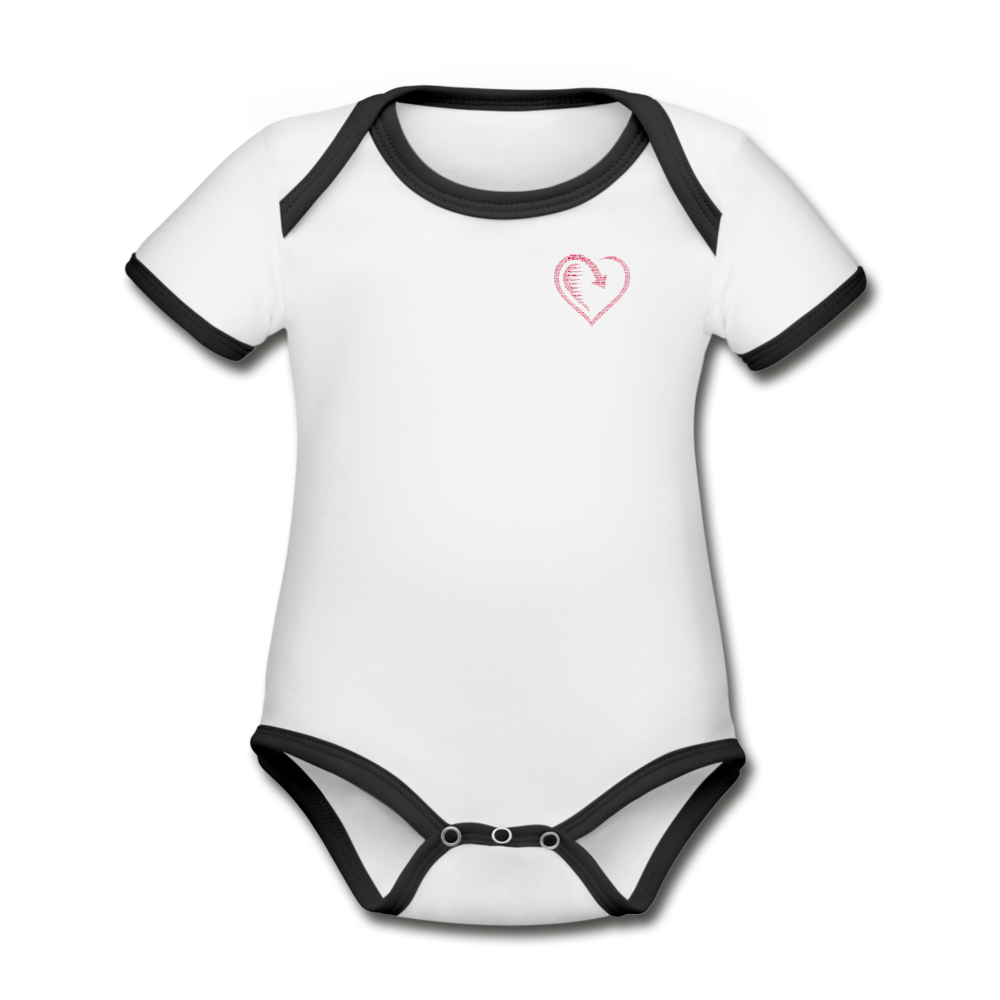 Organic Contrast Short Sleeve Baby Bodysuit - white/black