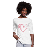 Women's Wealthy Soul Heart 3/4 Sleeve Shirt - white