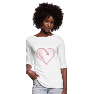 Women's Wealthy Soul Heart 3/4 Sleeve Shirt - white