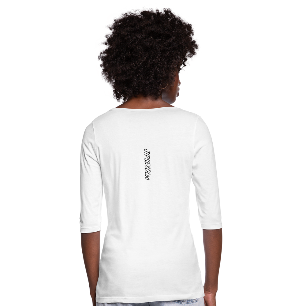 Women's Wealthy Soul Heart 3/4 Sleeve Shirt - white