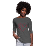 Women's Wealthy Soul Heart 3/4 Sleeve Shirt - charcoal