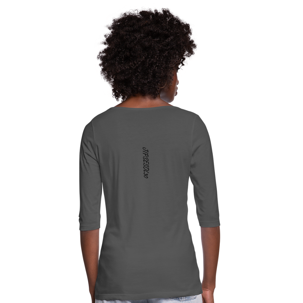 Women's Wealthy Soul Heart 3/4 Sleeve Shirt - charcoal