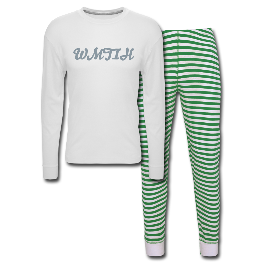 Women's Wealthy Soul Pajama Set - white/green stripe