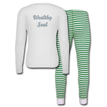 Women's Wealthy Soul Pajama Set - white/green stripe