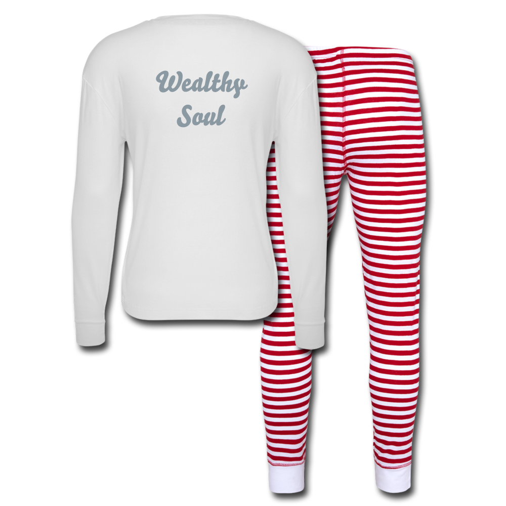 Women's Wealthy Soul Pajama Set - white/red stripe