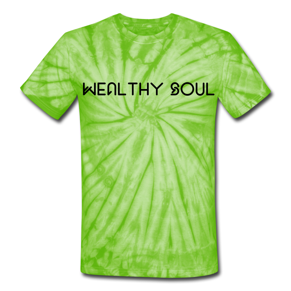 Unisex Tie Dye Wealthy Soul T-Shirt - spider lime green