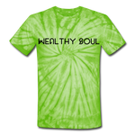 Unisex Tie Dye Wealthy Soul T-Shirt - spider lime green