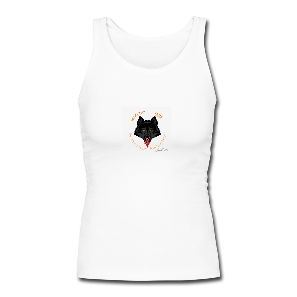 Women's Longer Length Fitted Tank - white