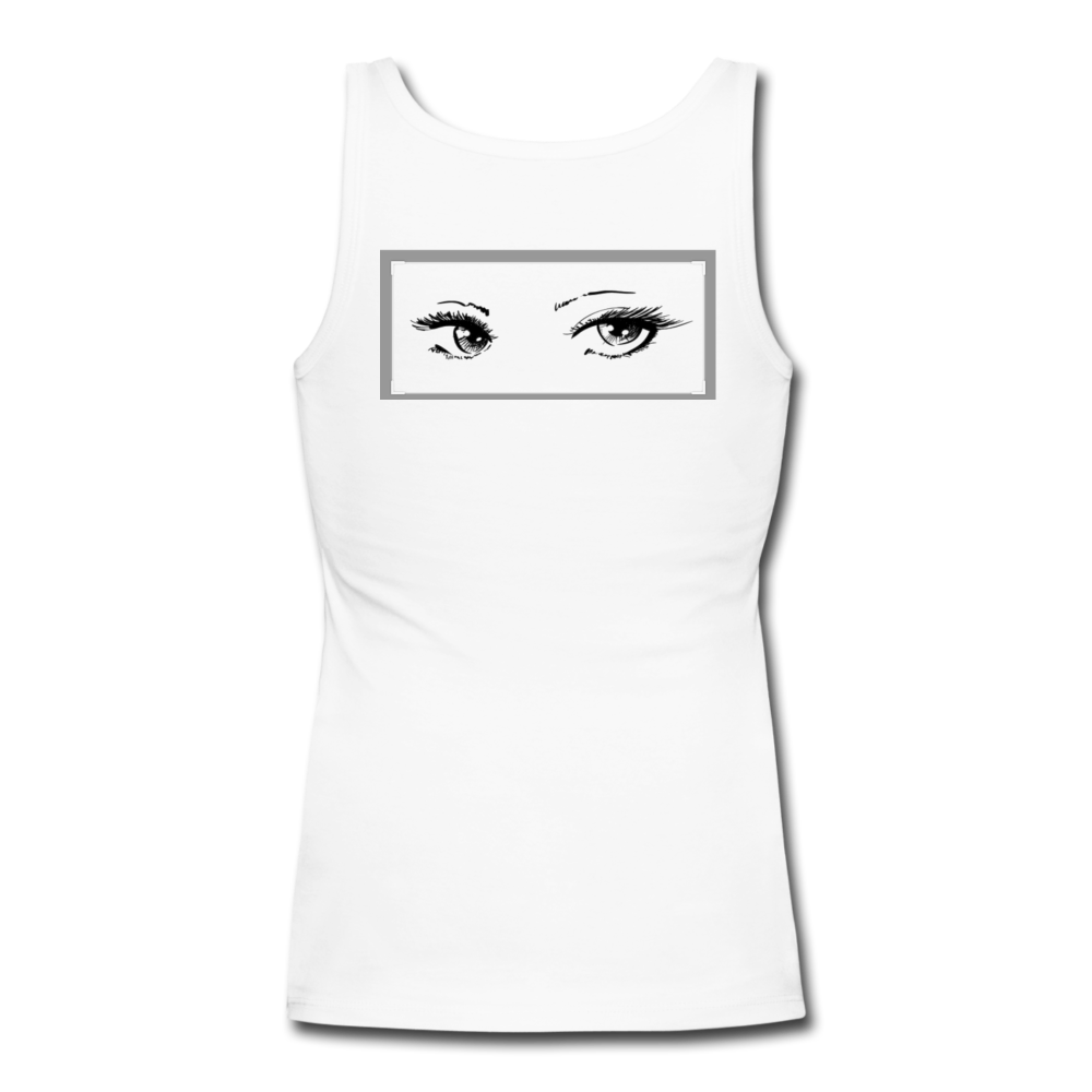 Women's Longer Length Fitted Tank - white