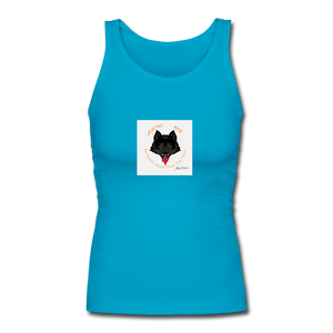 Women's Longer Length Fitted Tank - turquoise