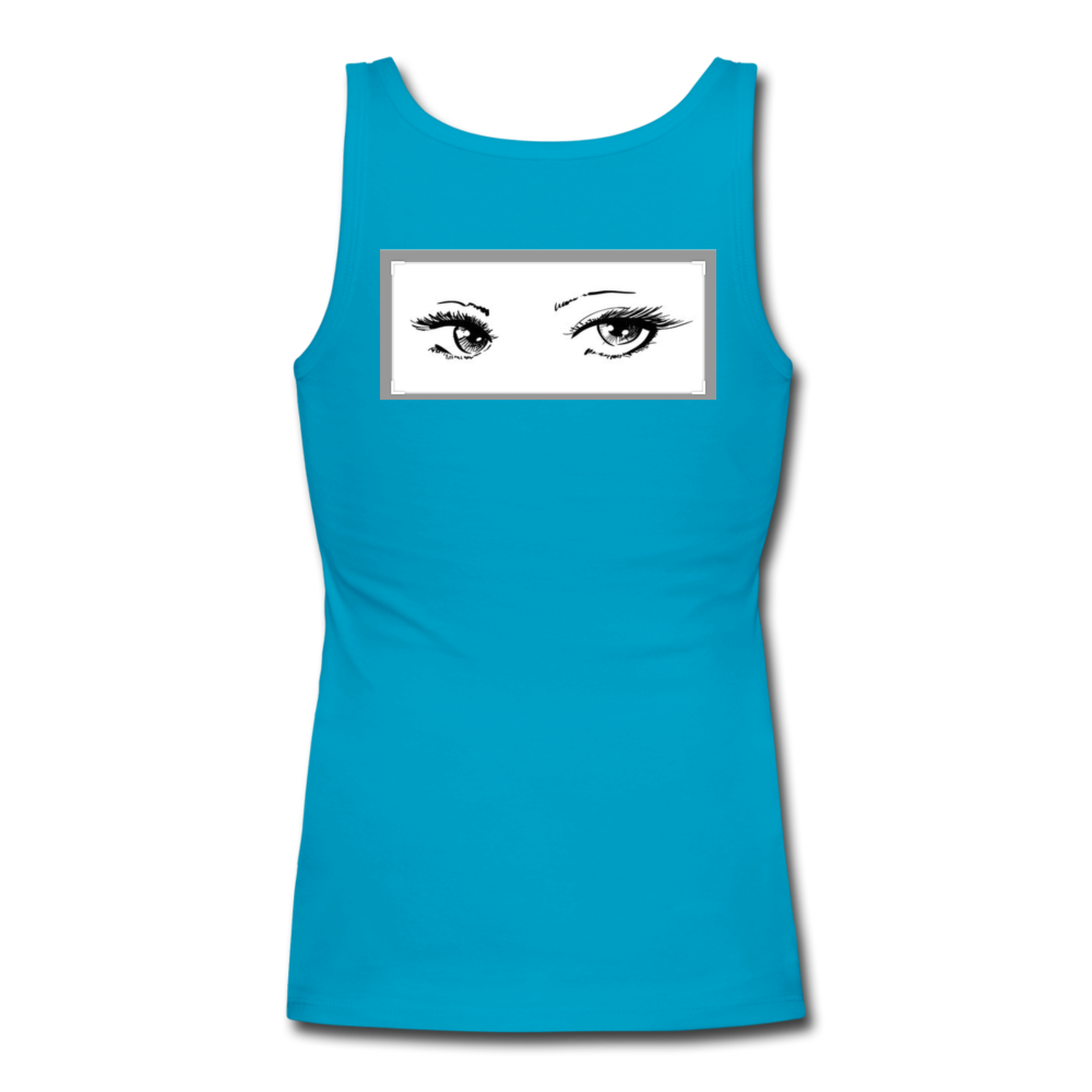 Women's Longer Length Fitted Tank - turquoise