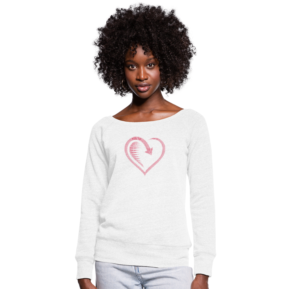 Wealthy Soul Heart Women's Wideneck Sweatshirt - white