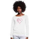 Wealthy Soul Heart Women's Wideneck Sweatshirt - white