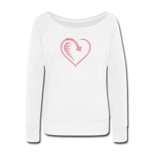 Wealthy Soul Heart Women's Wideneck Sweatshirt - white