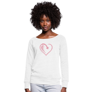 Wealthy Soul Heart Women's Wideneck Sweatshirt - white