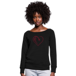 Wealthy Soul Heart Women's Wideneck Sweatshirt - black