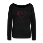 Wealthy Soul Heart Women's Wideneck Sweatshirt - black