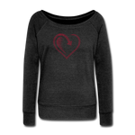 Wealthy Soul Heart Women's Wideneck Sweatshirt - heather black