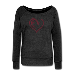 Wealthy Soul Heart Women's Wideneck Sweatshirt - heather black