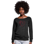 Wealthy Soul Heart Women's Wideneck Sweatshirt - heather black