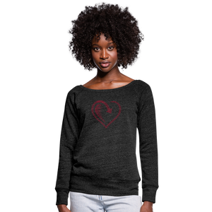 Wealthy Soul Heart Women's Wideneck Sweatshirt - heather black