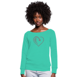 Wealthy Soul Heart Women's Wideneck Sweatshirt - teal