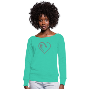 Wealthy Soul Heart Women's Wideneck Sweatshirt - teal