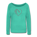 Wealthy Soul Heart Women's Wideneck Sweatshirt - teal