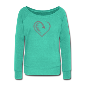 Wealthy Soul Heart Women's Wideneck Sweatshirt - teal