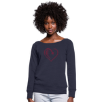 Wealthy Soul Heart Women's Wideneck Sweatshirt - melange navy