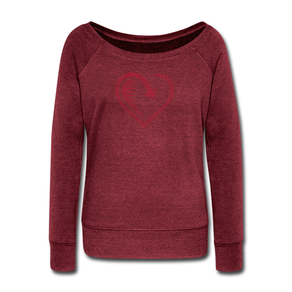 Wealthy Soul Heart Women's Wideneck Sweatshirt - cardinal triblend