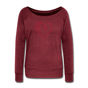 Wealthy Soul Heart Women's Wideneck Sweatshirt - cardinal triblend