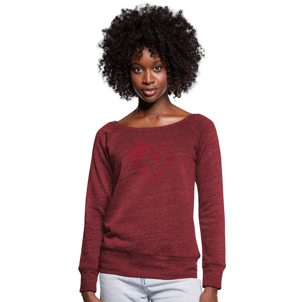 Wealthy Soul Heart Women's Wideneck Sweatshirt - cardinal triblend