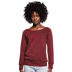 Wealthy Soul Heart Women's Wideneck Sweatshirt - cardinal triblend